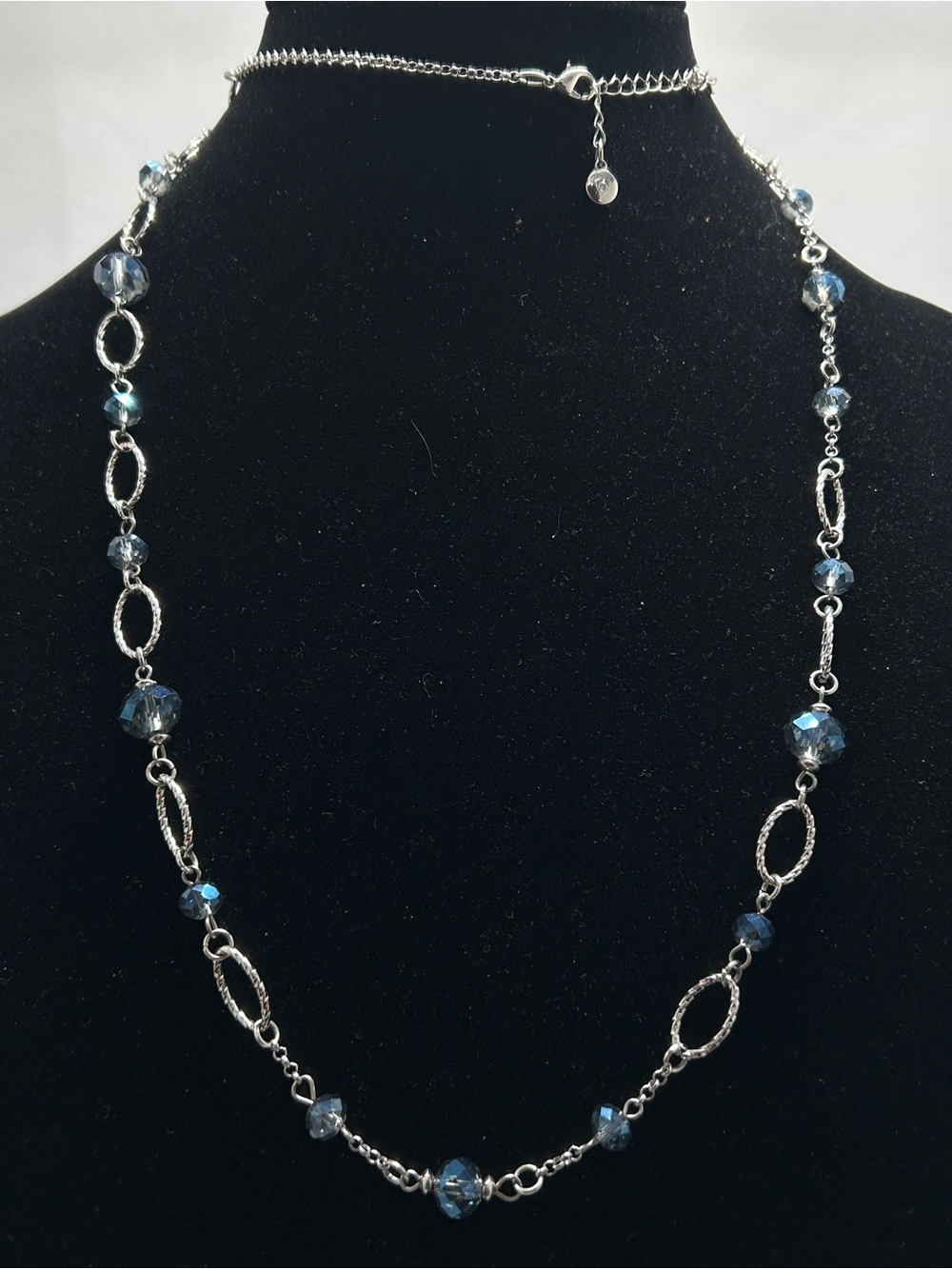 1946, Silver And Blue Crystal Long Necklace